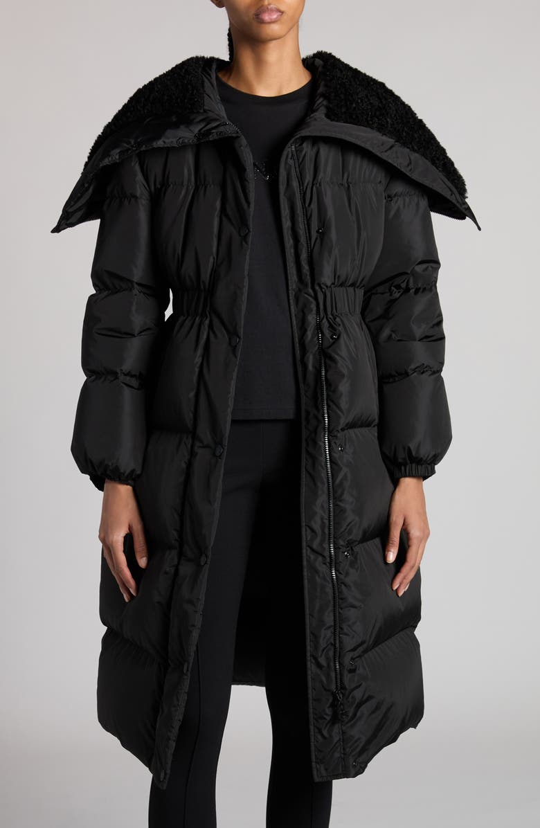 Moncler Bruneaux Down Coat with Faux Shearling Trim, Main, color,