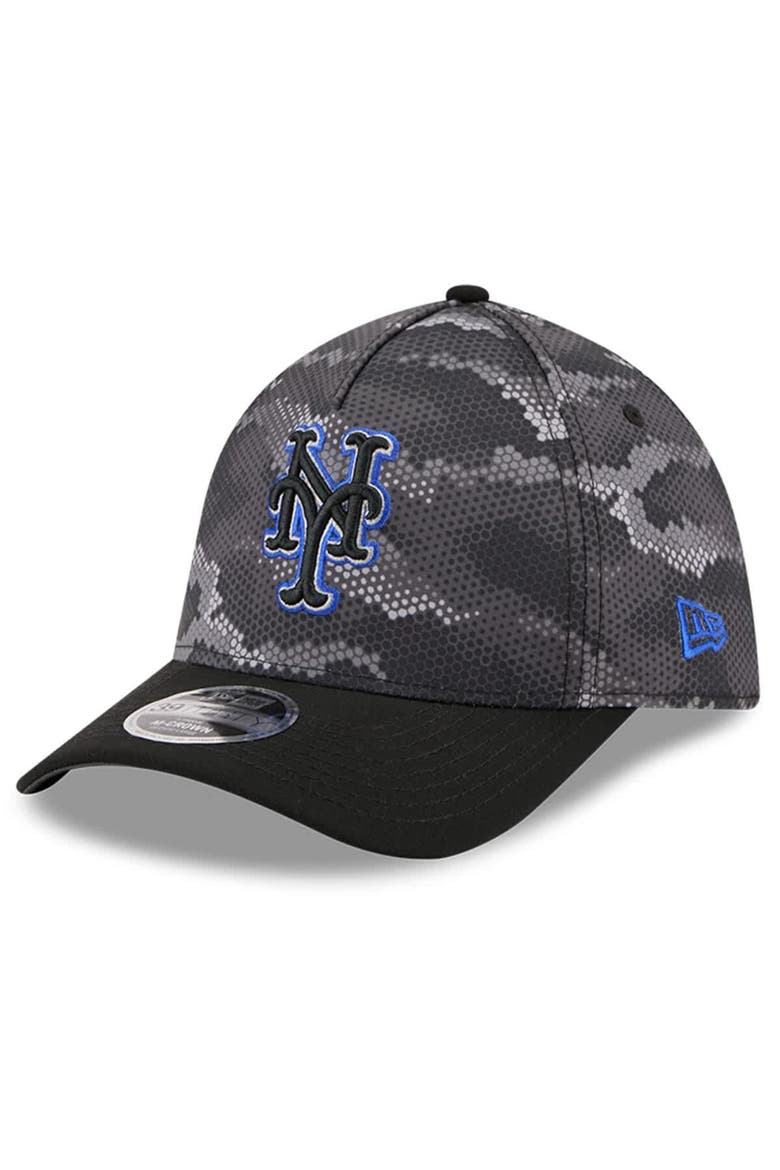 Men's New Era Black New York Mets Camo 39THIRTY A-Frame Flex Hat, Main, color, Black