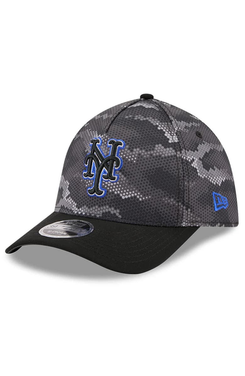 New Era Men's New Era Black New York Mets Camo 39THIRTY A-Frame Flex Hat, Main, color, Black