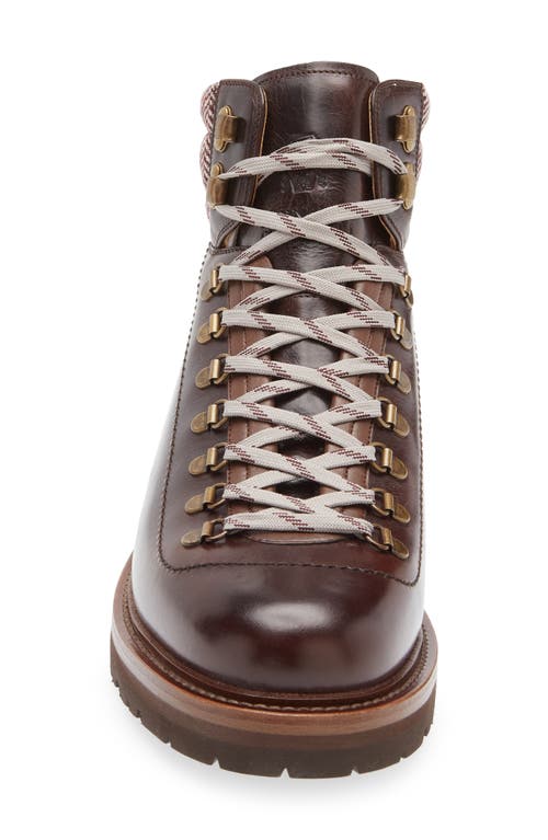 Brunello Cucinelli Herringbone Detail Leather Ankle Boots In Brown
