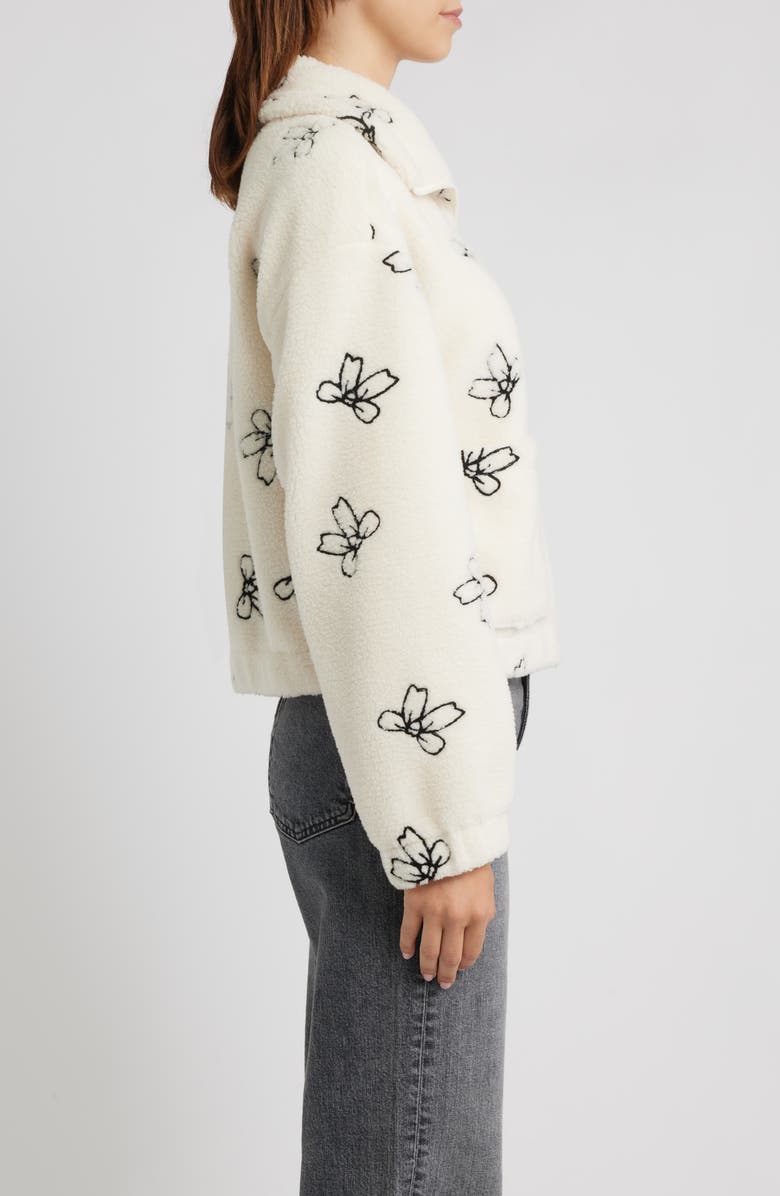 Thread & Supply Bow Embroidery High Pile Fleece Jacket, Alternate, color, Ivory Black Combo