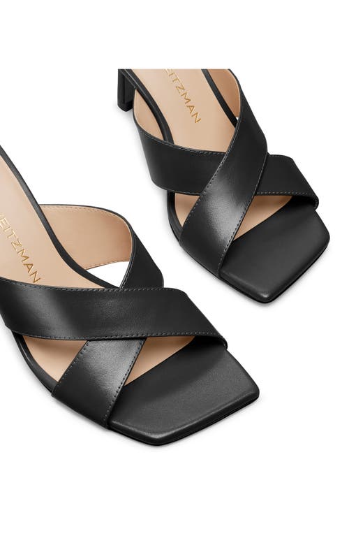 Stuart Weitzman Dayna Leather Crisscross Slide Sandals In Black