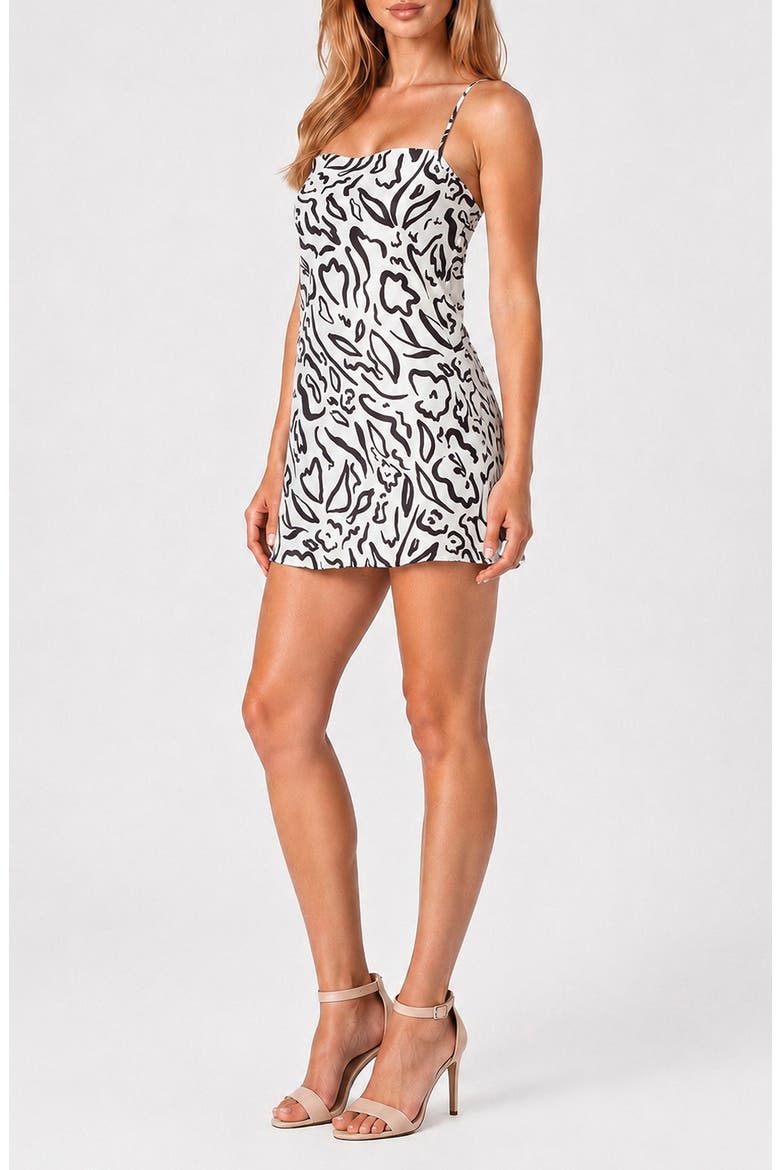 Satin Minidress, Alternate, color, BLACK/ WHITE