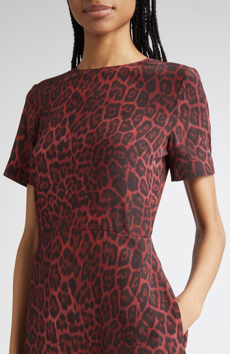 Stella McCartney Iconic Leopard Print Silk Minidress, Alternate, color, 6062 - Berry