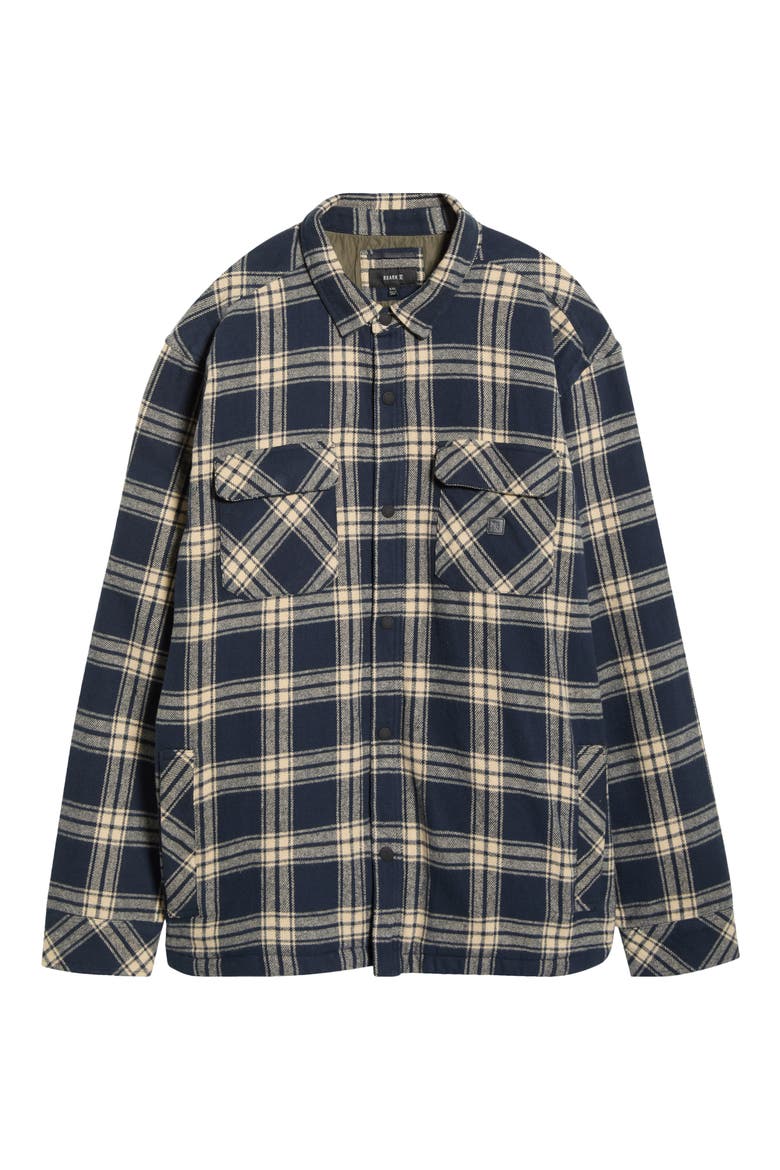 Backwoods Cotton Flannel Snap-Up Overshirt, Main, color, NAVY