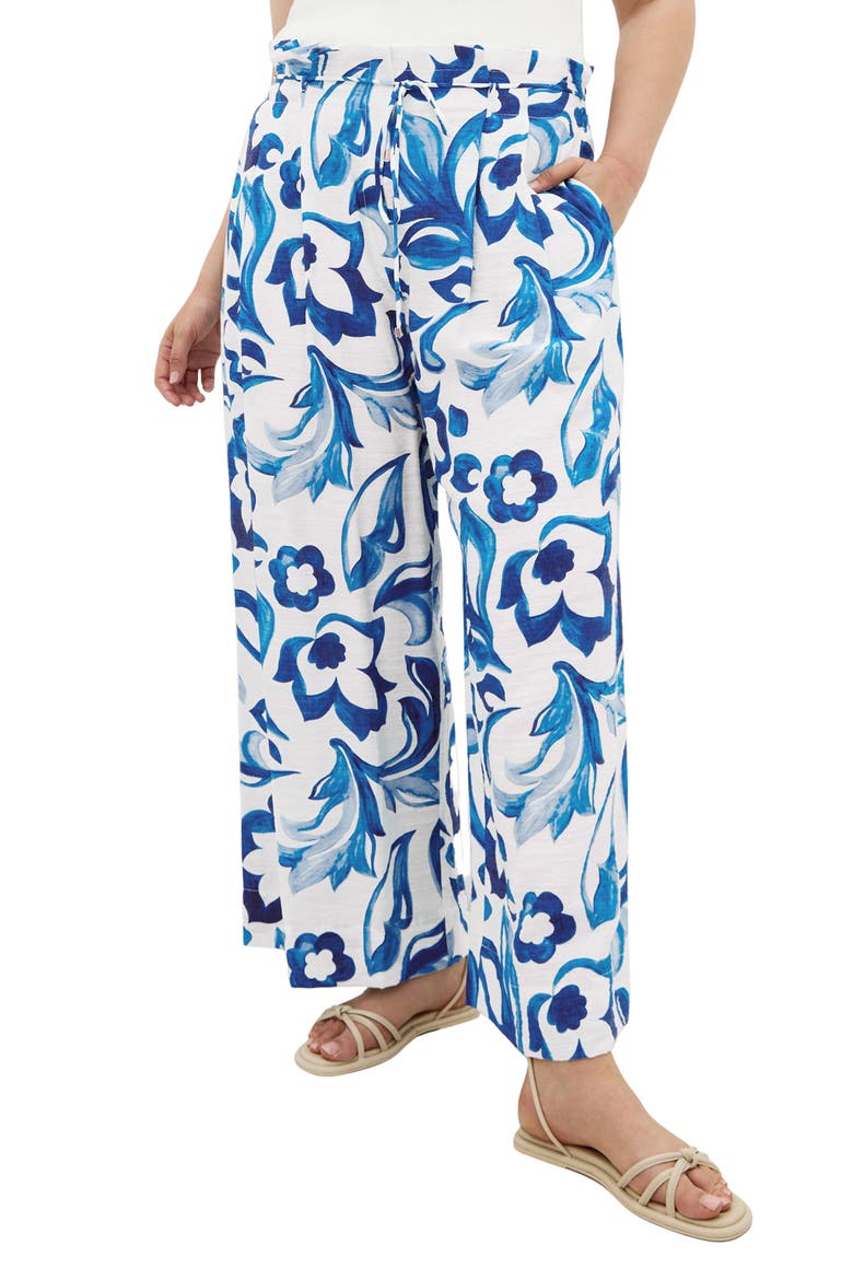 Resort Print Paperbag Waist Wide Leg Pants, Main, color, MYKONOS