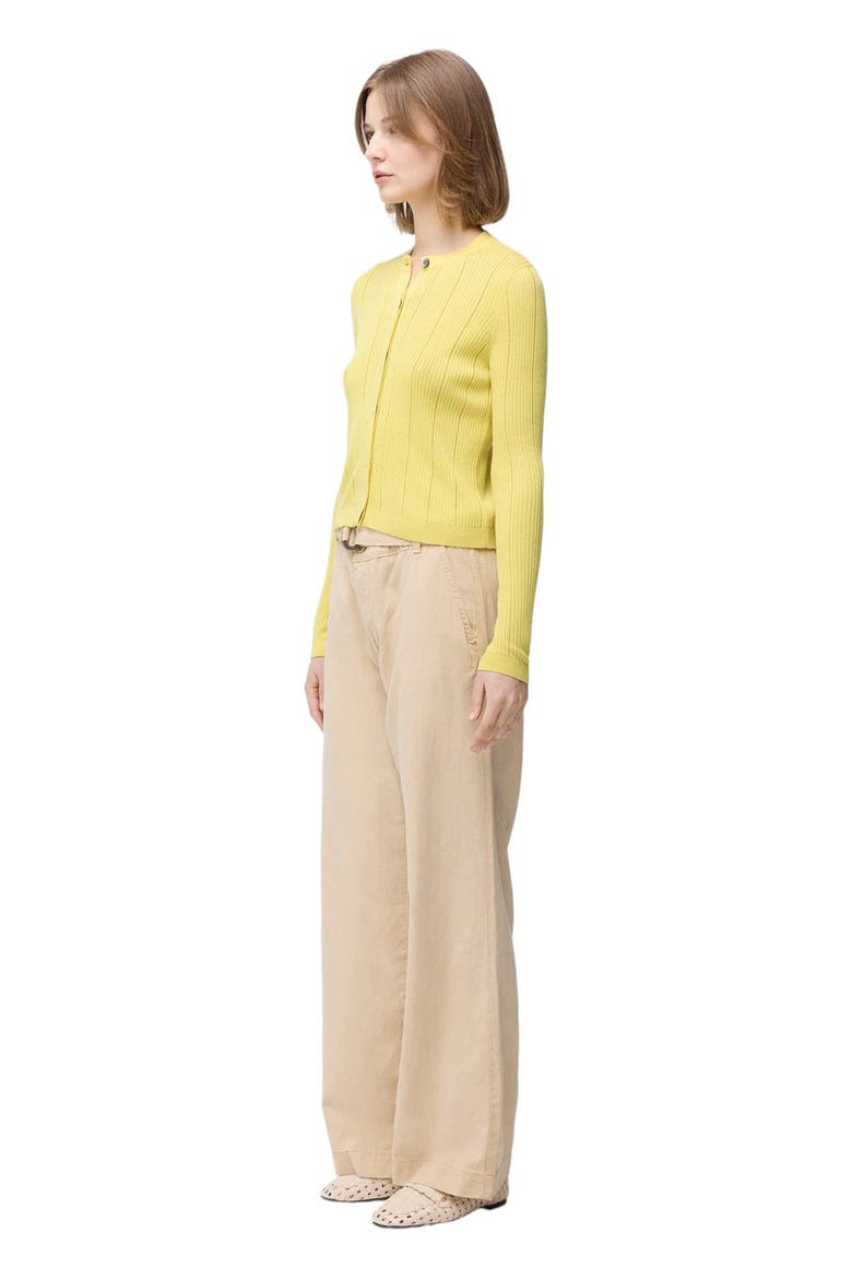 Hidden Button-Front Cashmere Silk Cardigan, Alternate, color, blazzing yellow