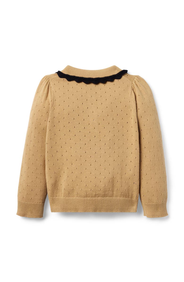 Janie and Jack Pointelle Crochet Collar Sweater, Alternate, color, Beige