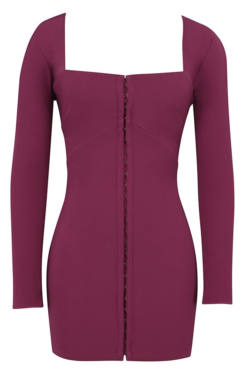 HOUSE OF CB Selene Long Sleeve Minidress, Alternate, color, Beet Red