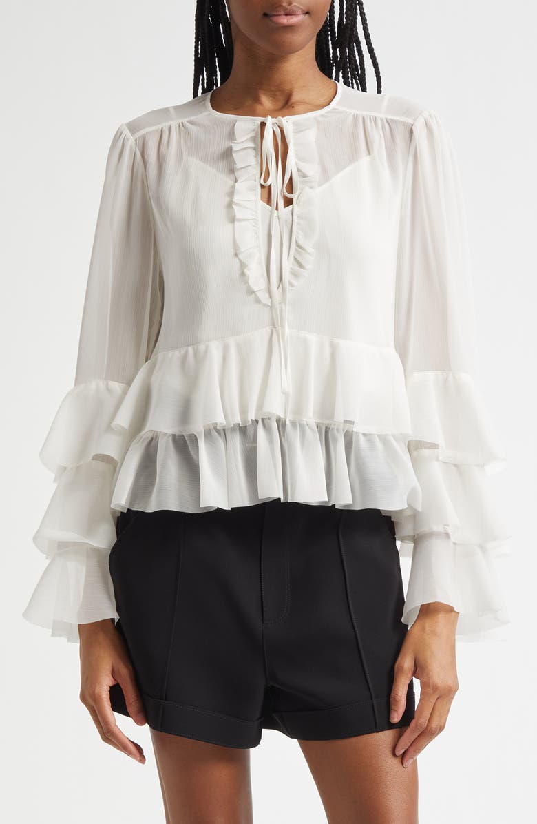 Cinq à Sept Steffina Layered Ruffle Top, Main, color, Ivory