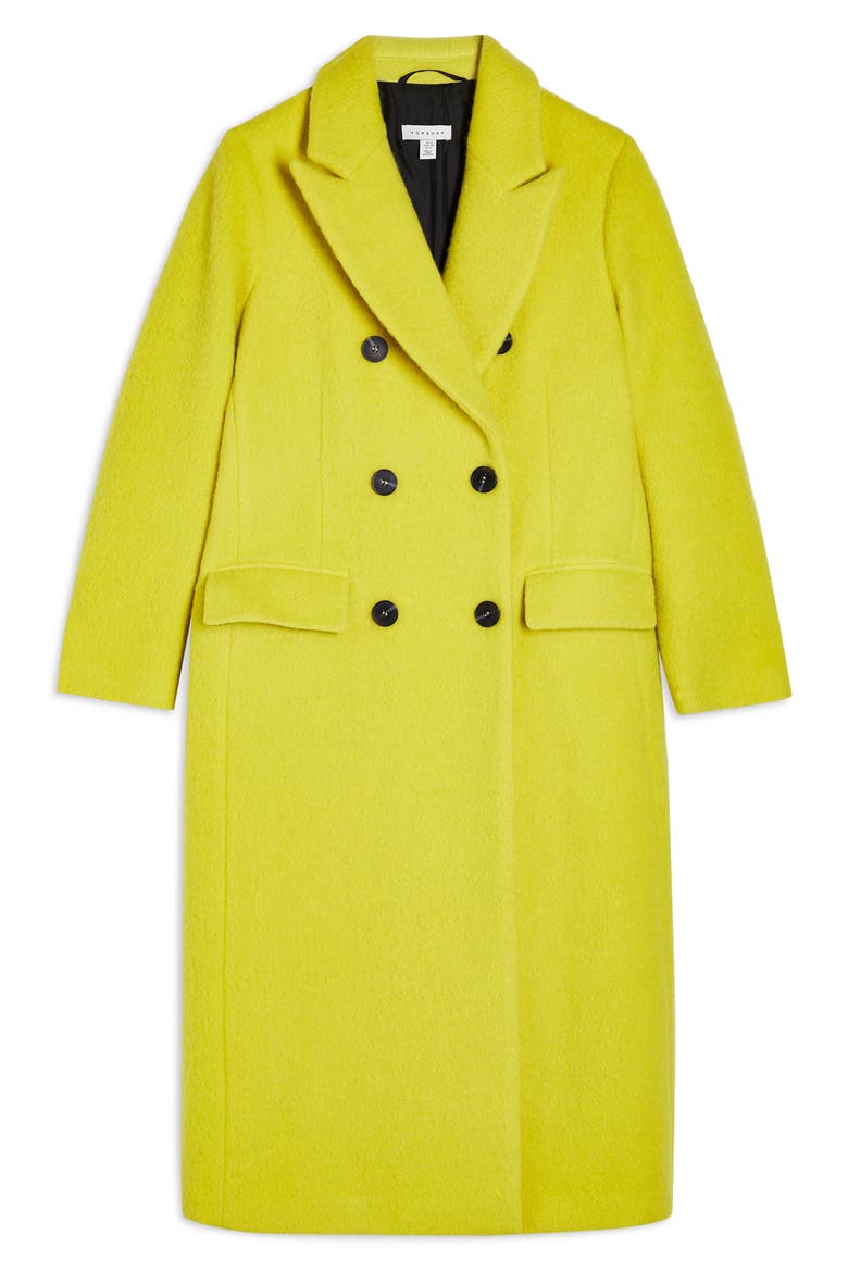 Toni Double Breasted Longline Coat, Alternate, color, YELLOW