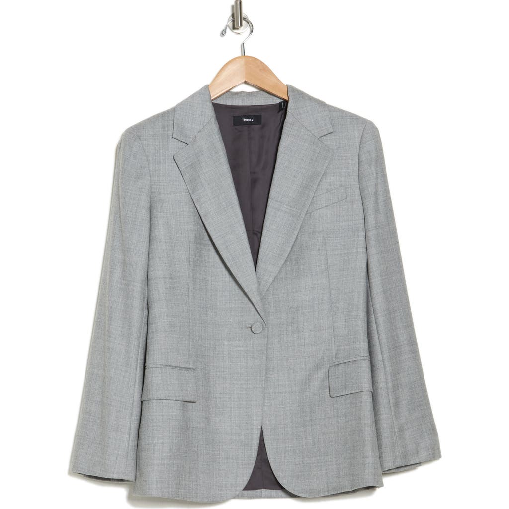 Theory Fitted Wool Blazer In Grey Light Heather