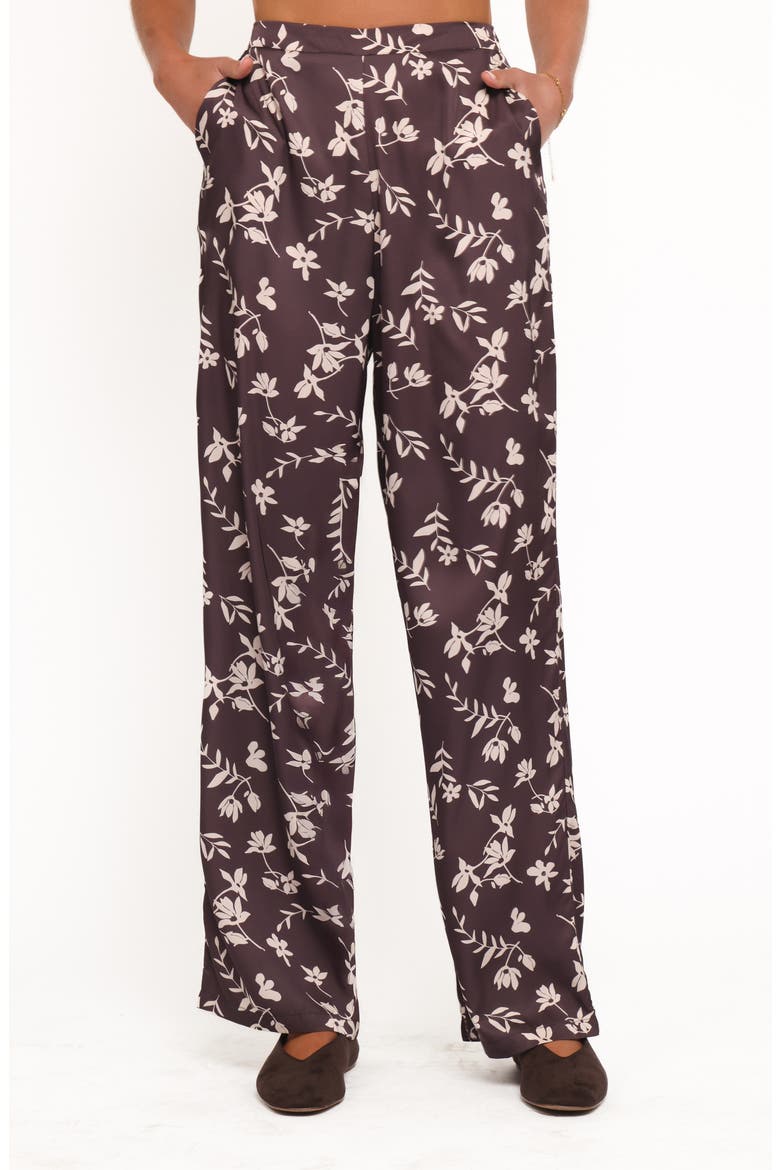 Romola Print Pants, Main, color, BROWN CREAM FLORAL