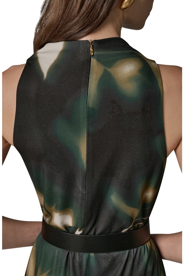 Floral Asymmetric Handkerchief Hem Dress, Alternate, color, OLIVE BRINE