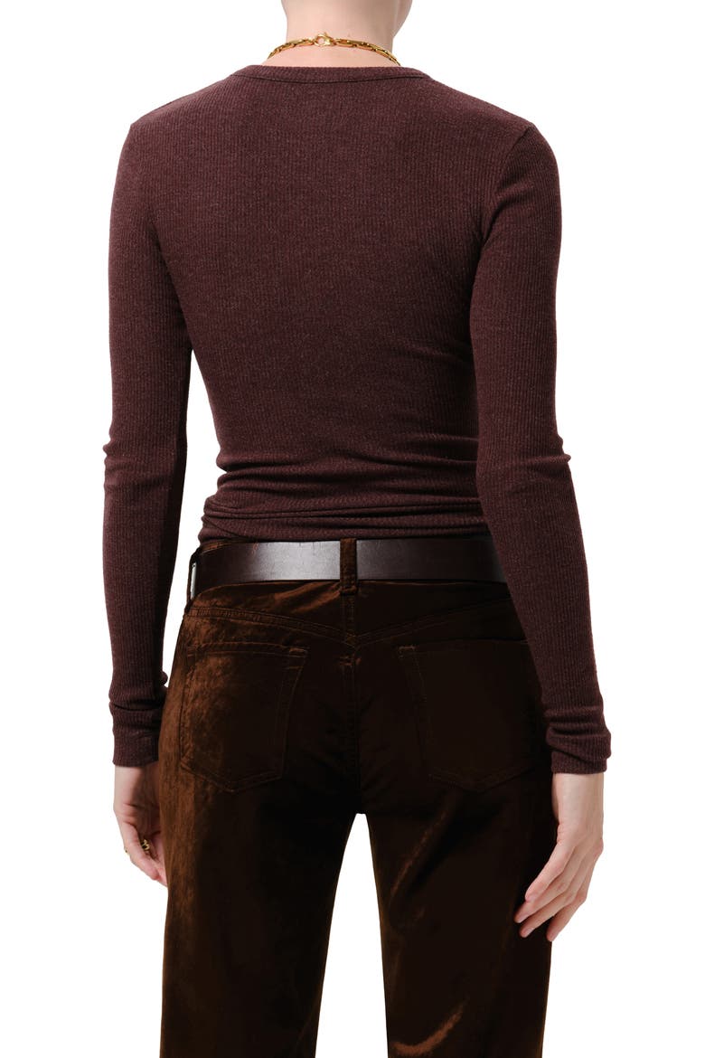 Bina Ribbed Crewneck T-Shirt, Alternate, color, HEATHER MAHOGANY
