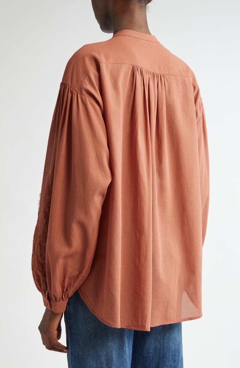 A.L.C. Elaine Lace Detail Cotton Button-Up Shirt, Alternate, color, 