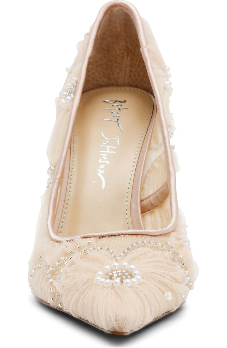 Betsey Johnson Roxie Beaded Flower Pump, Alternate, color, Beige