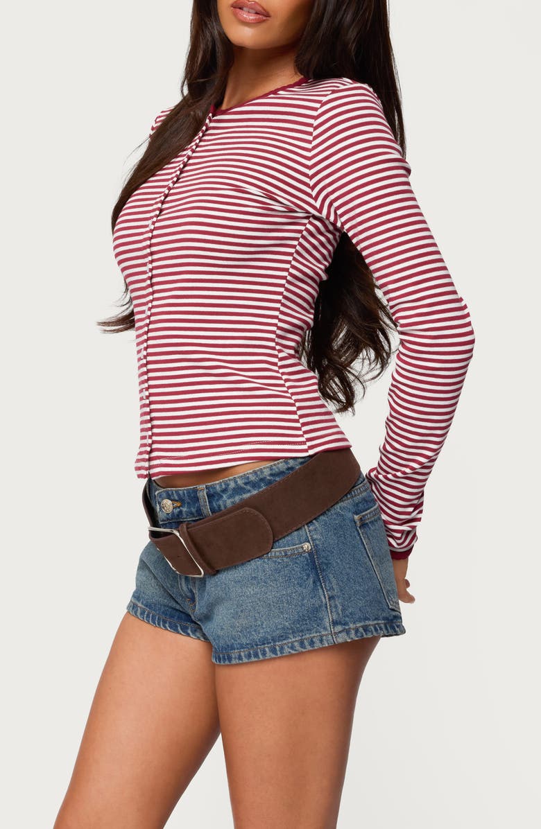 EDIKTED Rayla Stripe Button-Up Top, Alternate, color, Red