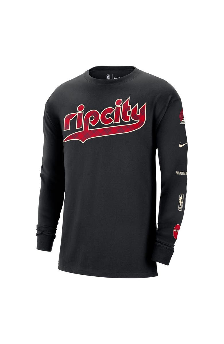Nike Men's Nike Black Portland Trail Blazers 2023/24 City Edition Max90 Expressive Long Sleeve T-Shirt, Alternate, color, 
