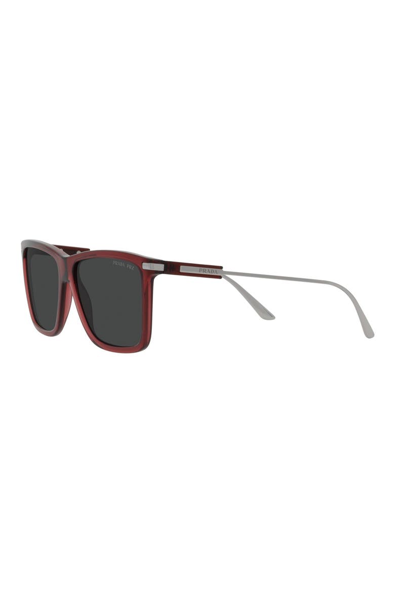 58mm Polarized Rectangular Sunglasses, Alternate, color, BLACK