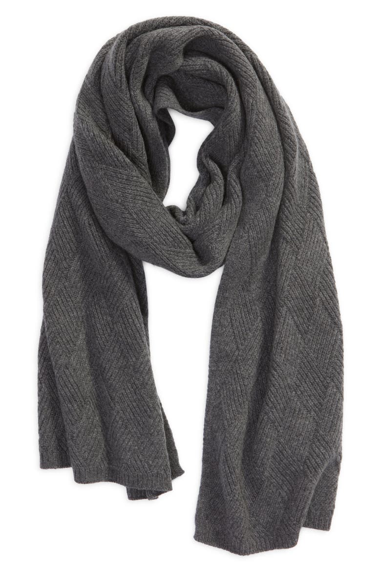 Wool & Recycled Cashmere Scarf, Alternate, color, GREY DARK HEATHER