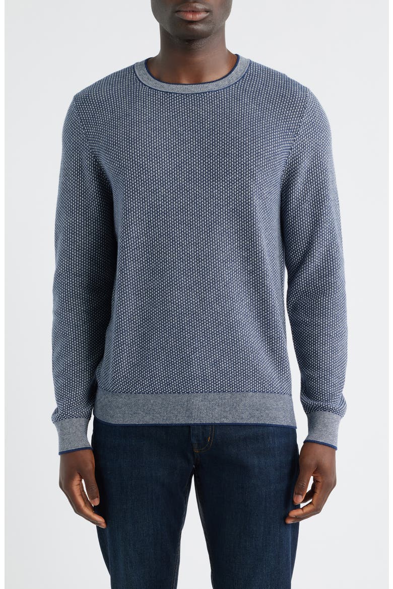 Texture Cotton & Cashmere Sweater, Main, color, NAVY-OATMEAL HEATHER