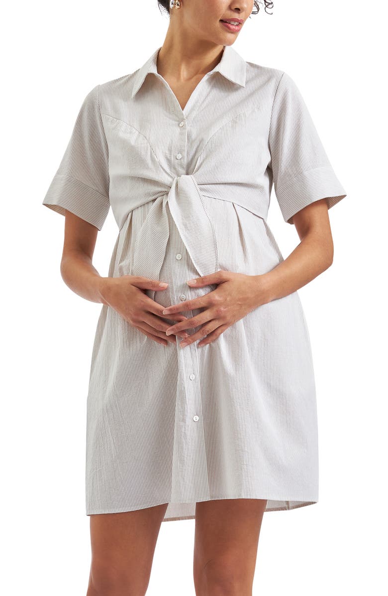 Ripe Maternity Bronte Tie Up Dress, Main, color, Natural /White