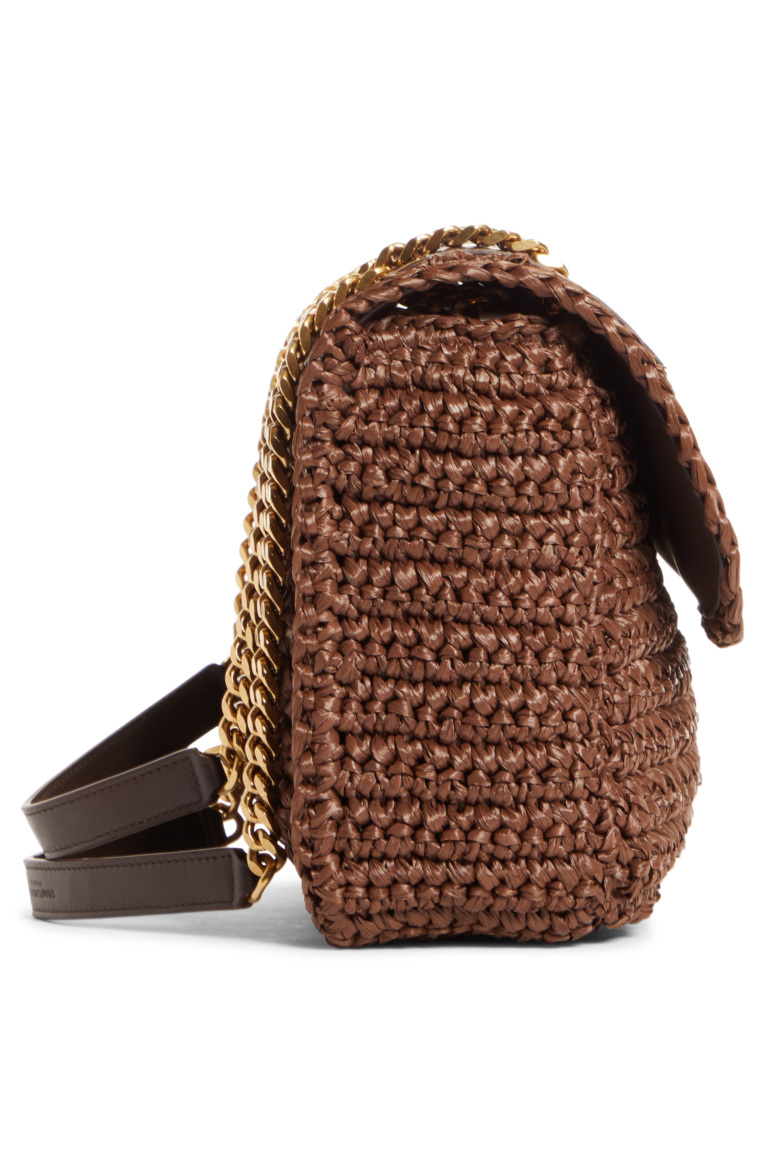 Saint Laurent Medium Niki Raffia Shoulder Bag, Alternate, color, 