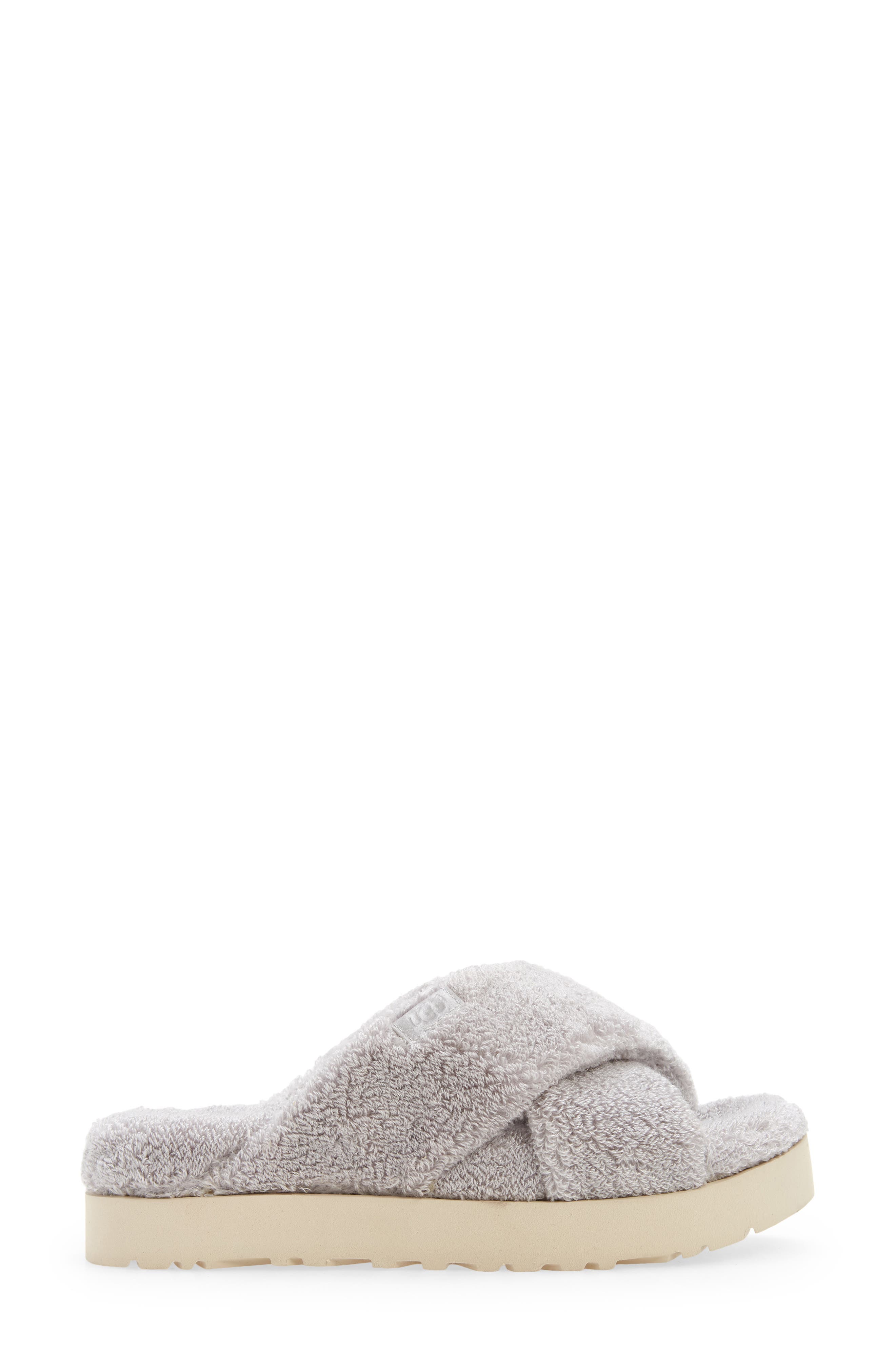 Fuzz Sugar Terry Crossover Slide Slipper, Alternate, color, METAL GREY