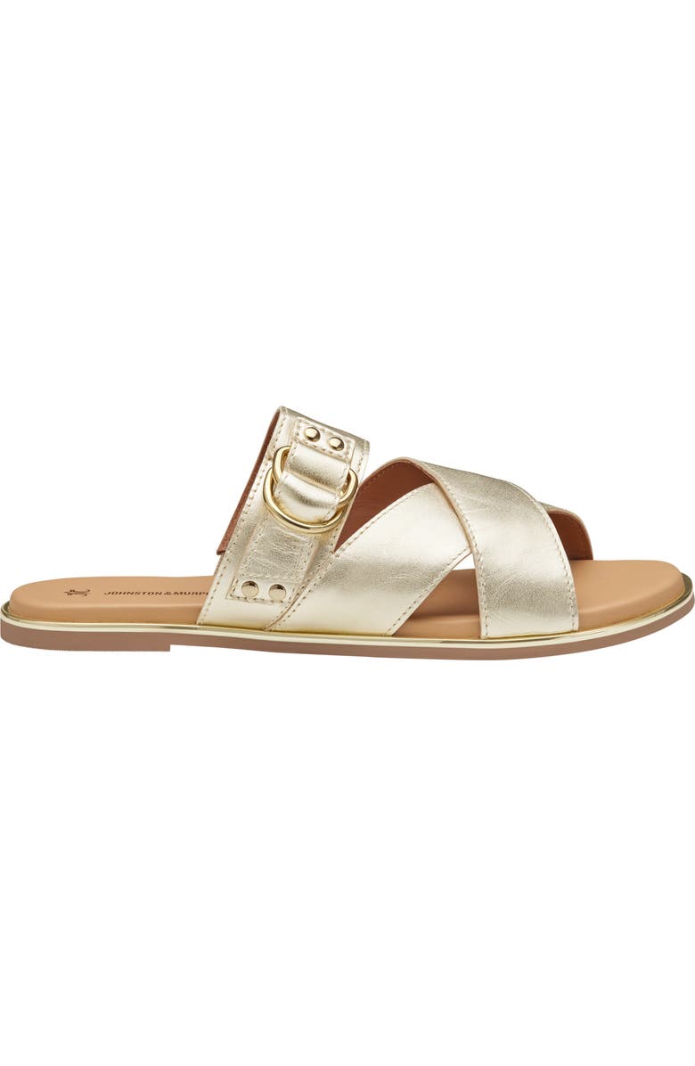 Johnston & Murphy Shayla Crossover Slide Sandal, Alternate, color, Gold Metallic Sheepskin