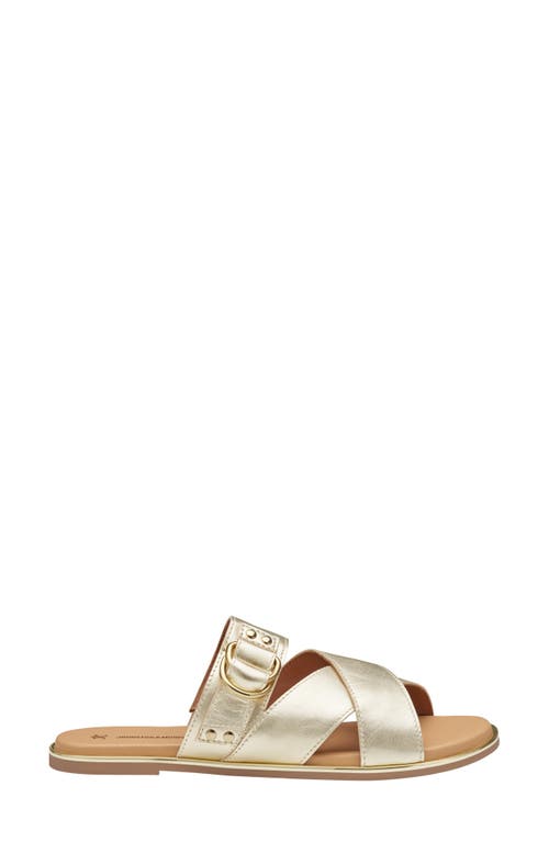 Johnston & Murphy Shayla Crossover Slide Sandal In Gold Metallic Sheepskin