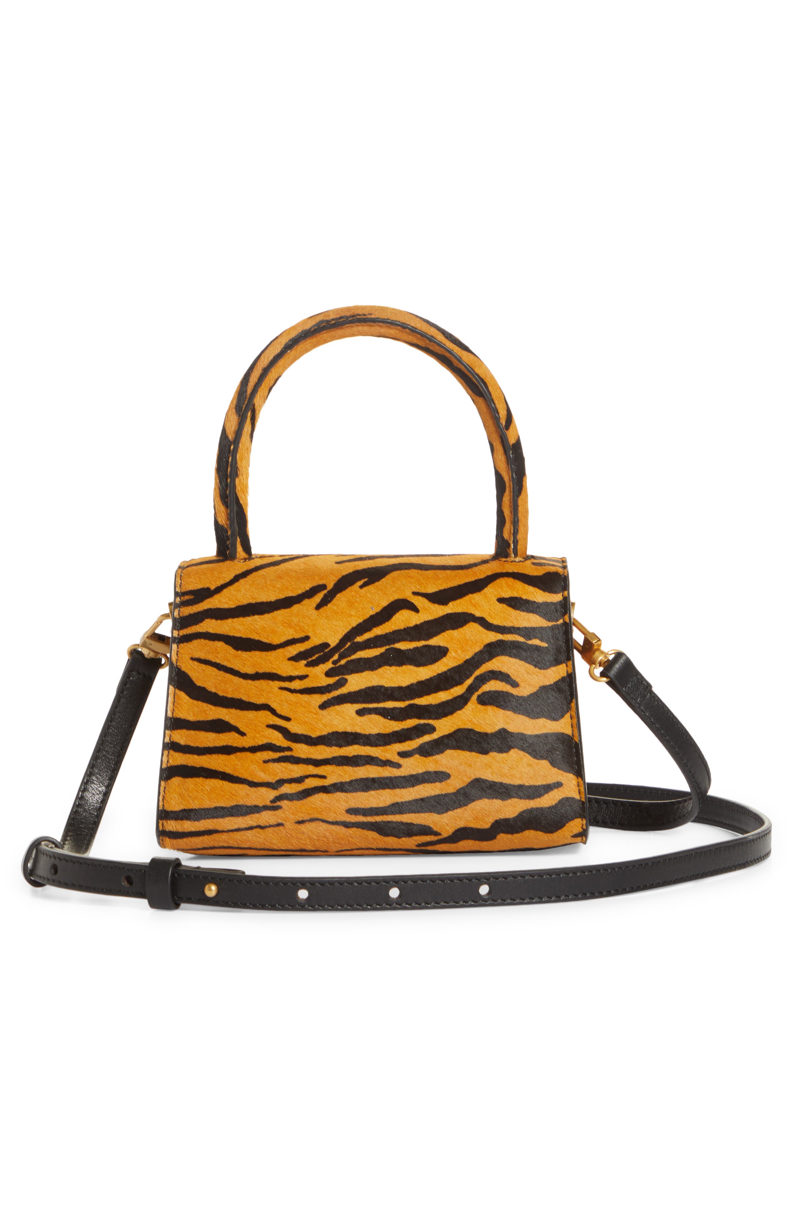 By Far Mini Tiger Print Genuine Calf Hair Top Handle Bag, Alternate, color, 