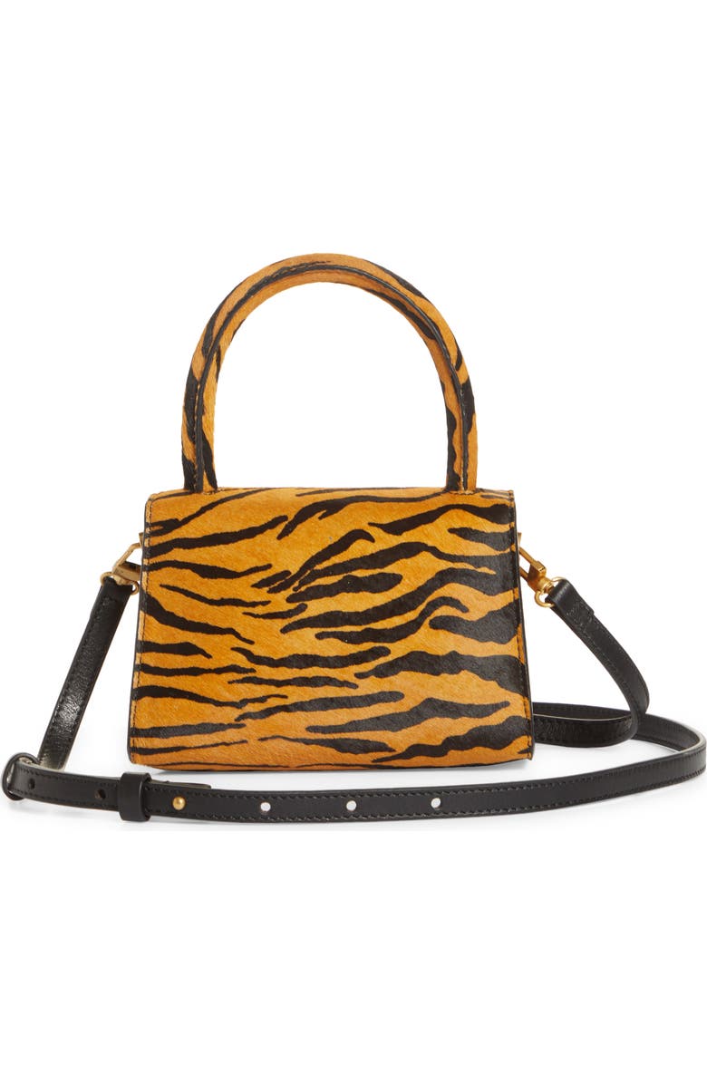 By Far Mini Tiger Print Genuine Calf Hair Top Handle Bag, Alternate, color,