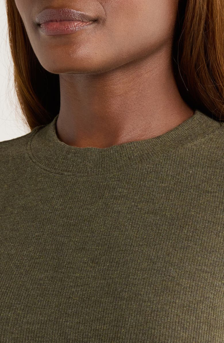 The Heathered Ribbed Crewneck Crop T-Shirt