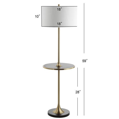 Jonathan Y Luce 59" Metal/wood Led Floor Lamp With Table, Black/brass In Black/brass Gold