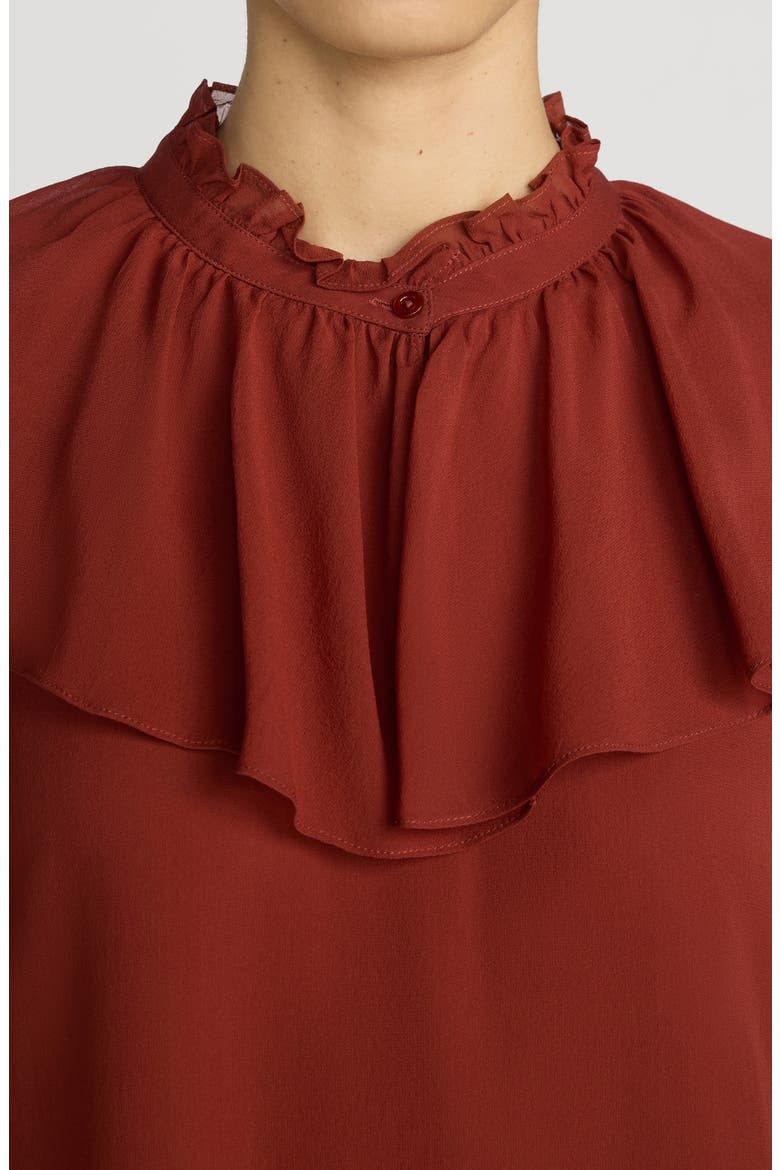 The Soire Long Sleeve Silk Minidress, Alternate, color, PAPRIKA