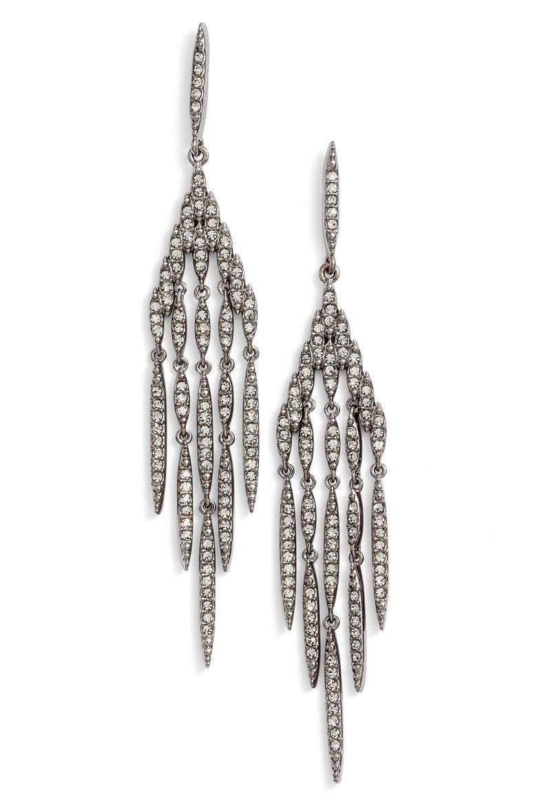 Kate Pavé Chandelier Earrings, Main, color, BLACK