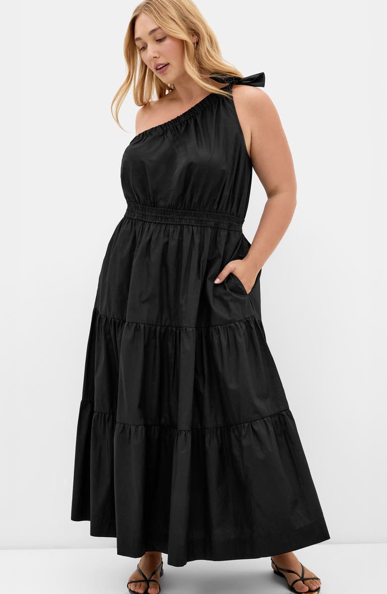 City Chic Haylee One-Shoulder Maxi Dress, Alternate, color, Black