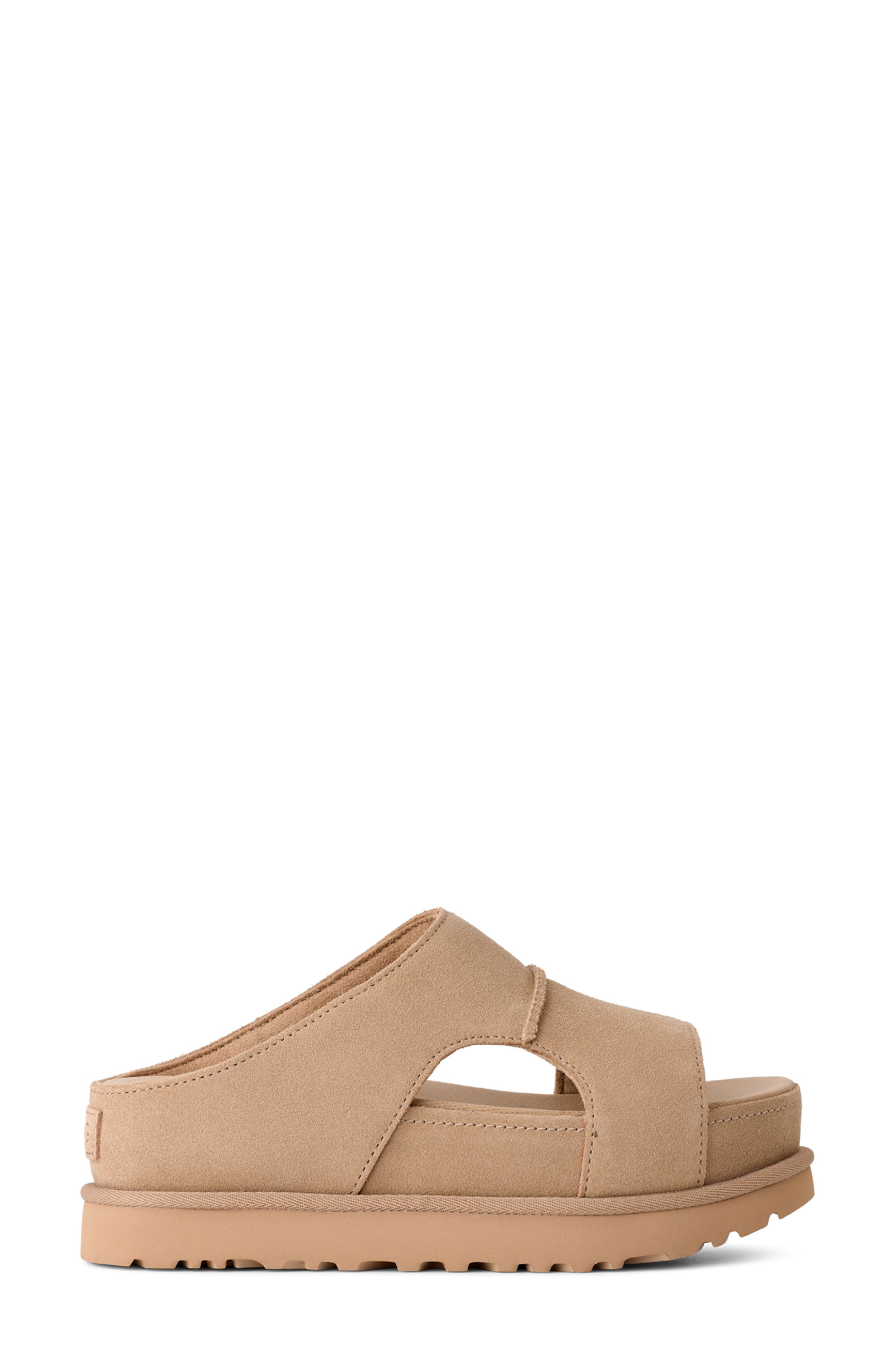 Goldenstar Hi Slide Suede Sandal, Alternate, color, SAND