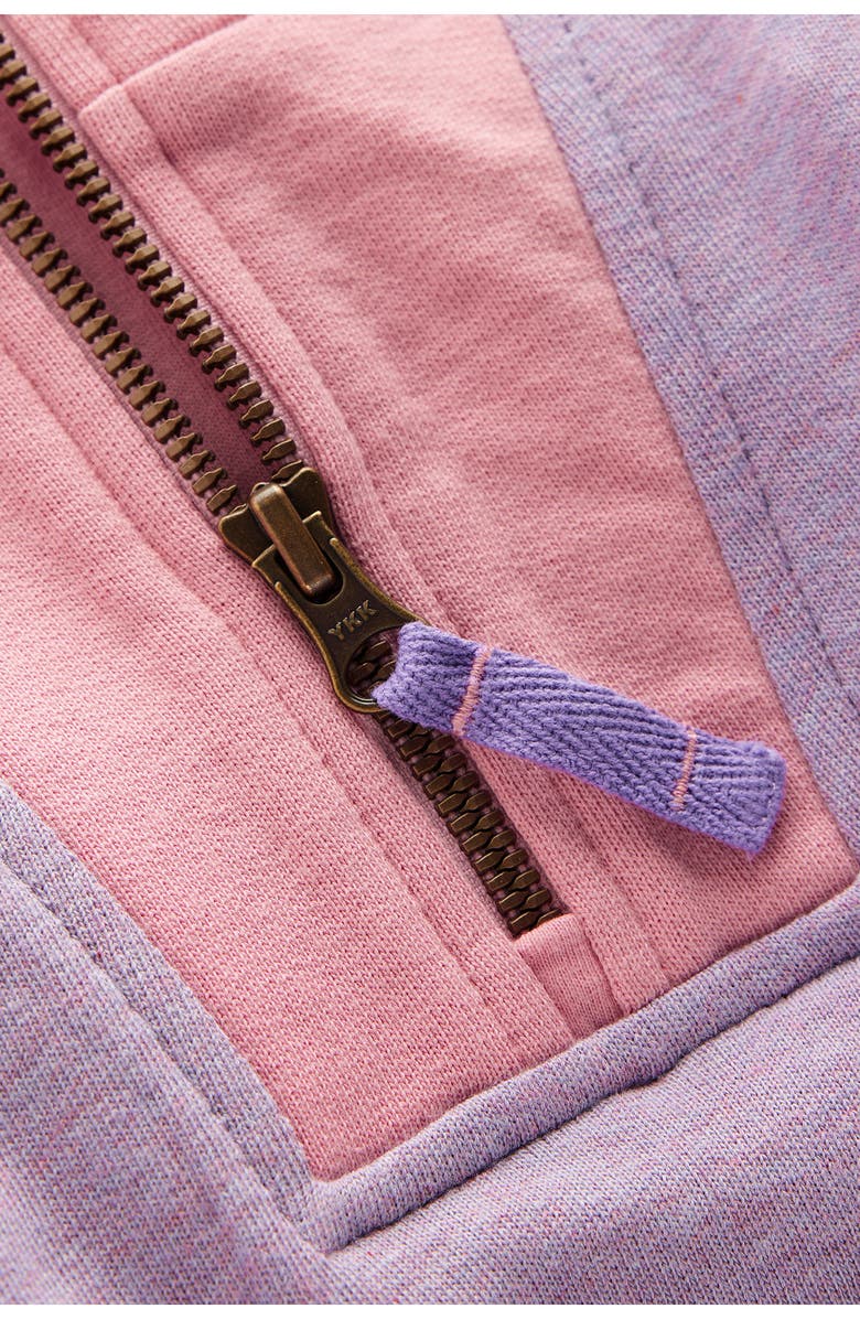 Mini Boden Kids' Colorblock Half Zip Sweatshirt, Alternate, color, Purple/ Red