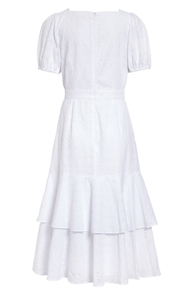 Rachel Parcell Tiered Eyelet Midi Dress, Alternate, color,