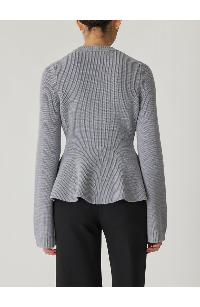 Rebecca Taylor Novlety Wool Peplum Cardi, Alternate, color, Medium Heather Grey