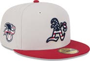 New Era Men's New Era Khaki/Red Athletics 2024 Fourth of July 59FIFTY Fitted Hat