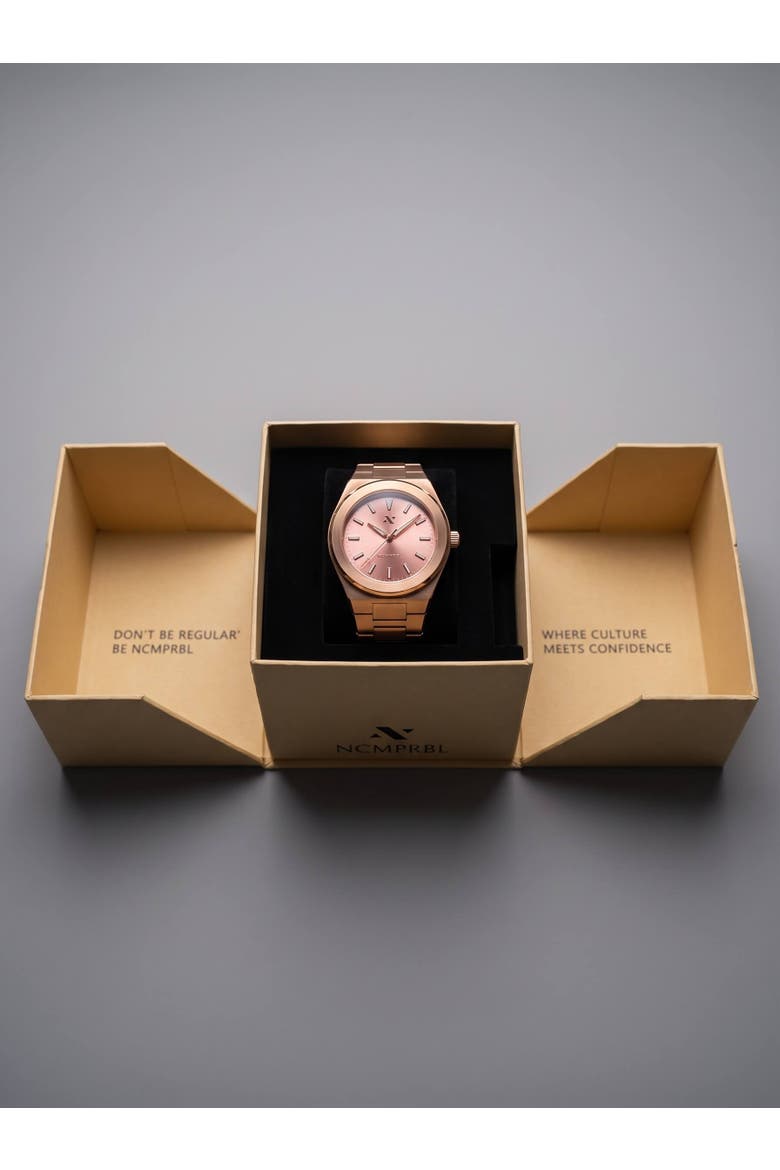 Elevate Link Rosé Swiss Quartz Bracelet Watch, 42MM, Alternate, color, Muted Rose Gold/