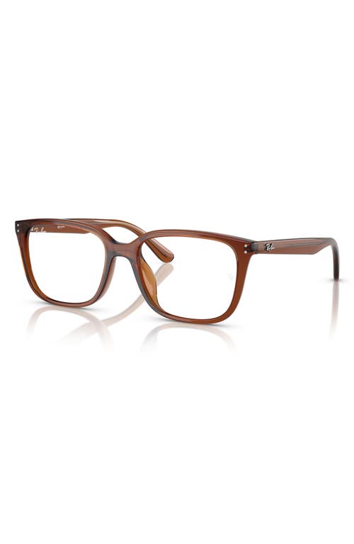 Ray Ban Ray-ban 55mm Square Optical Glasses In Transparent Brown