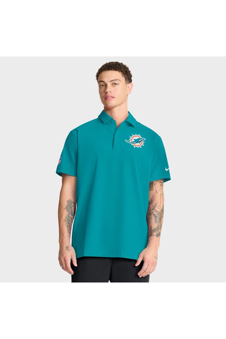 Men's Nike Aqua Miami Dolphins Sideline City Pride Woven Performance Polo, Alternate, color, Aqua