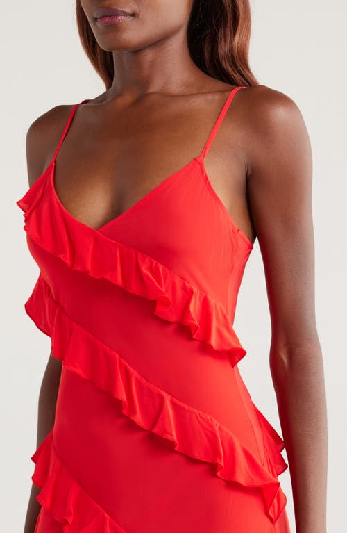 Shop Good American Bias Cut Ruffle Chiffon Slipdress In Grenadine003