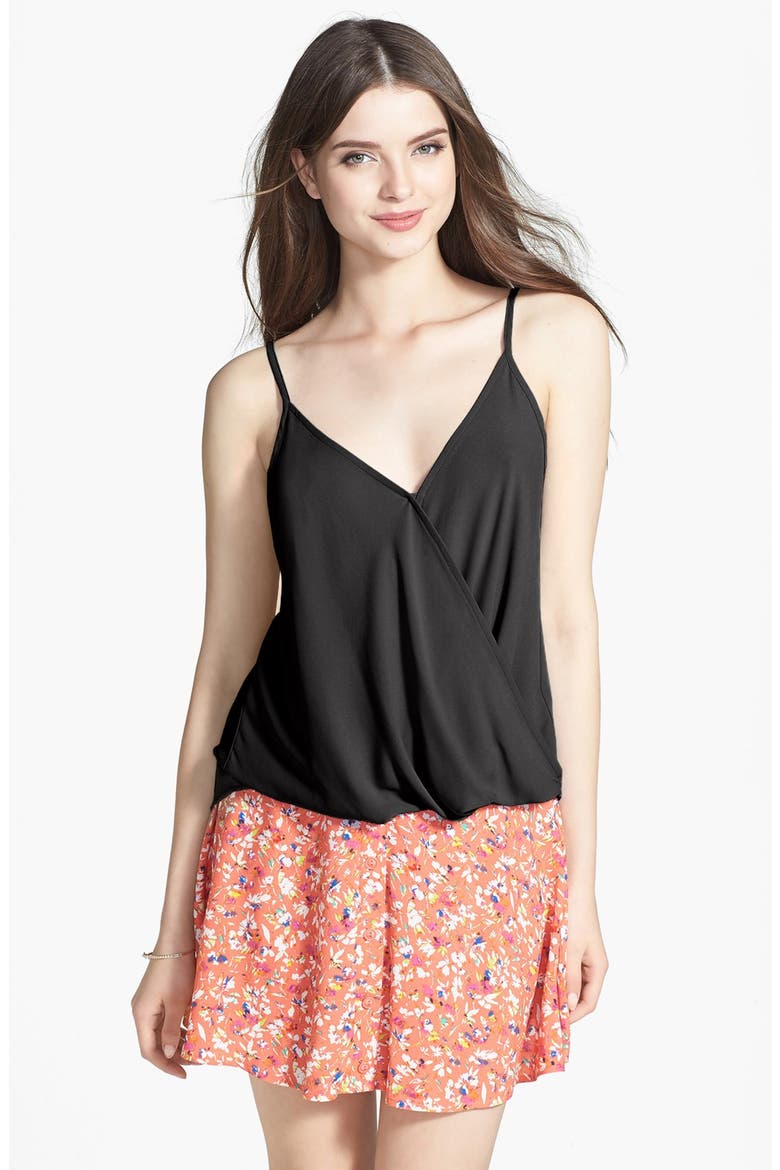 Faux Wrap Woven Camisole, Main, color, BLACK