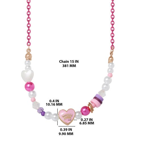 Juicy Couture Kids Pastel Beaded Heart Necklace In Multi