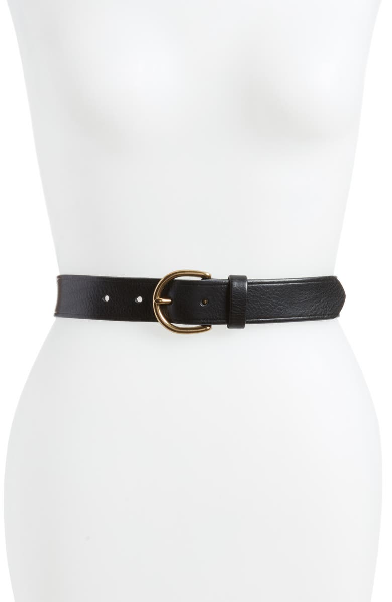 Madewell Medium Perfect Leather Belt, Main, color, True Black/ Gold